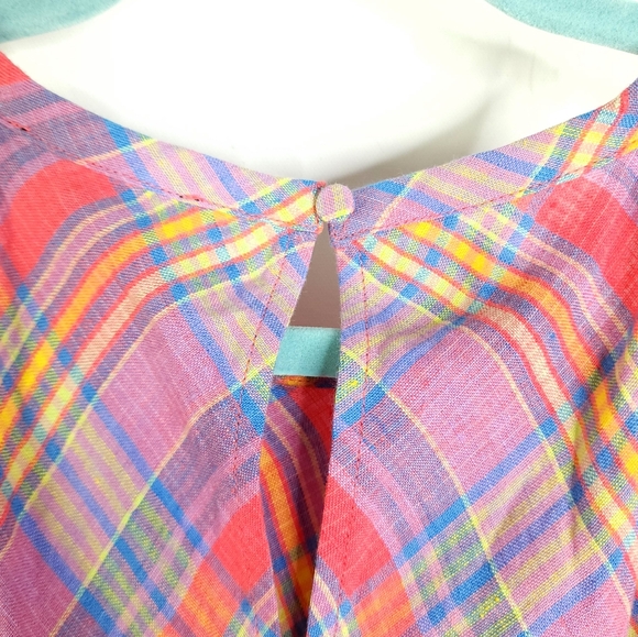 J CREW Amber Linen Top In Sunset Plais Size 2xl - Picture 4 of 6